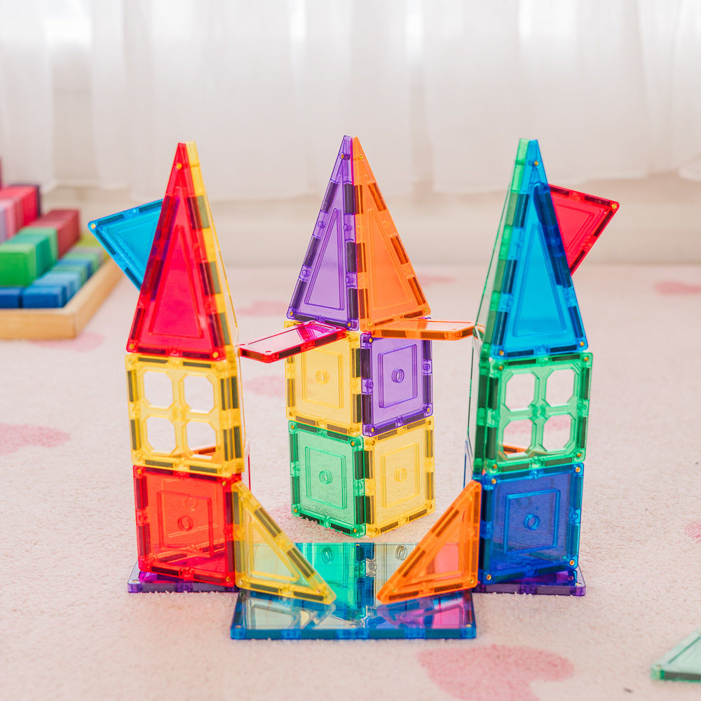 Learn & Grow Toys - Magnetic Tiles - Base Pack (64 Τεμάχια)