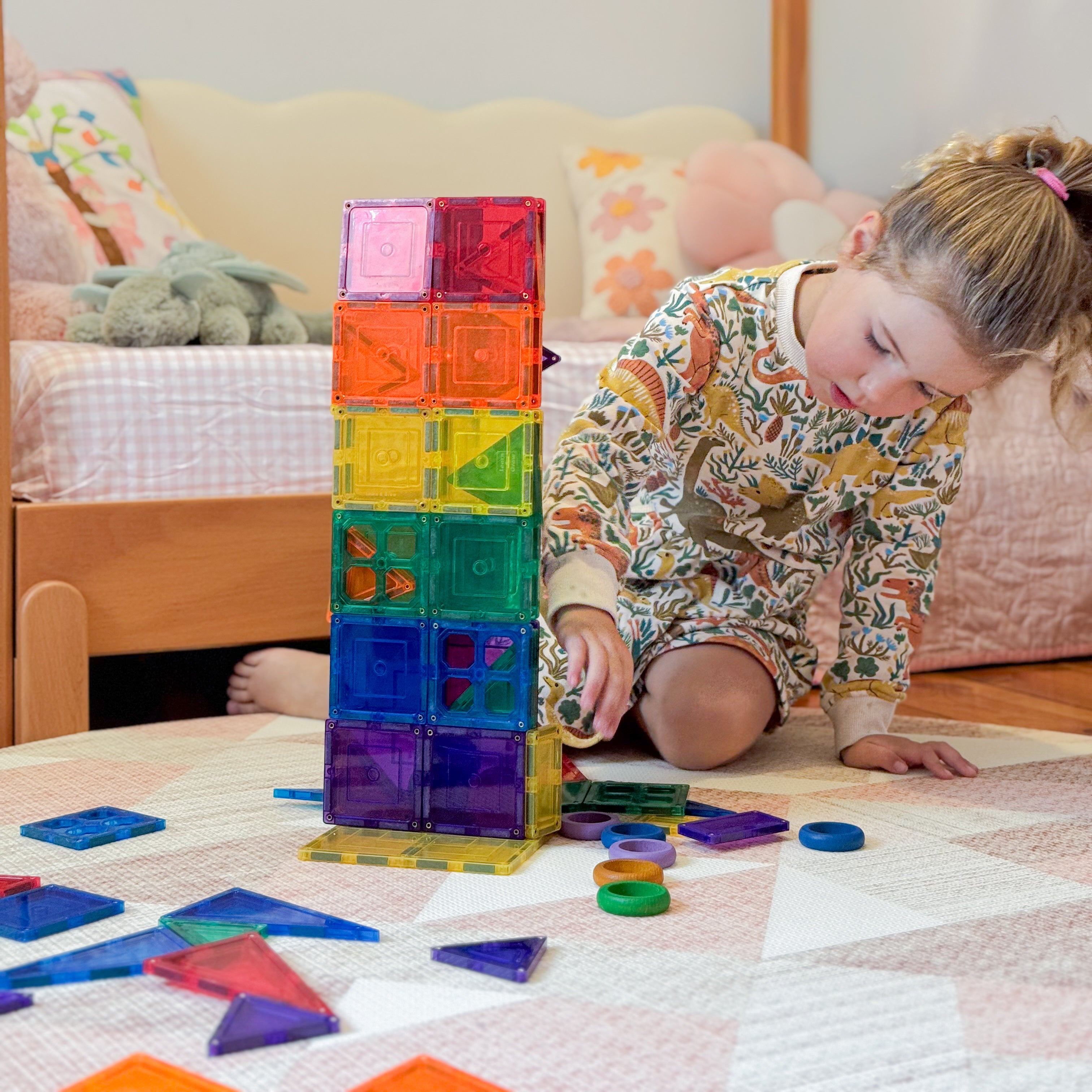 TileTek 64 Piece Explorer Set | Kids Magnetic Tiles STEM Toy