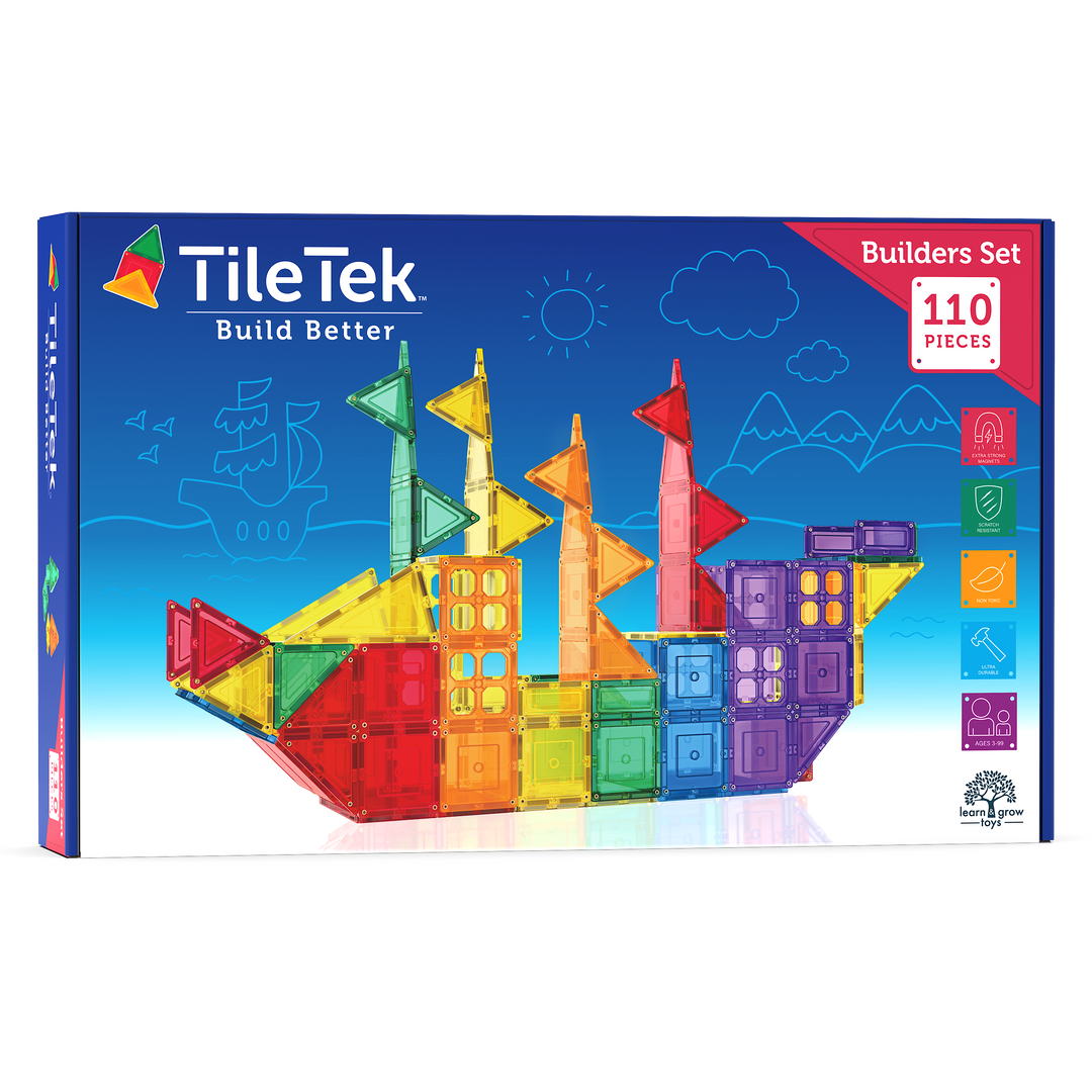 Learn & Grow Toys - Magnetic Tiles - Builders Pack (110 Piece)