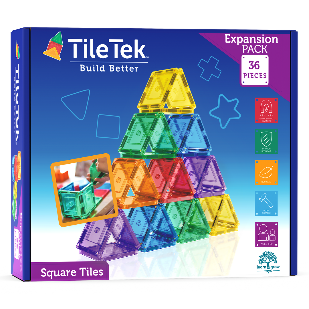 Learn & Grow Toys - Magnetic Tiles - Small Square Pack (36 Piece)