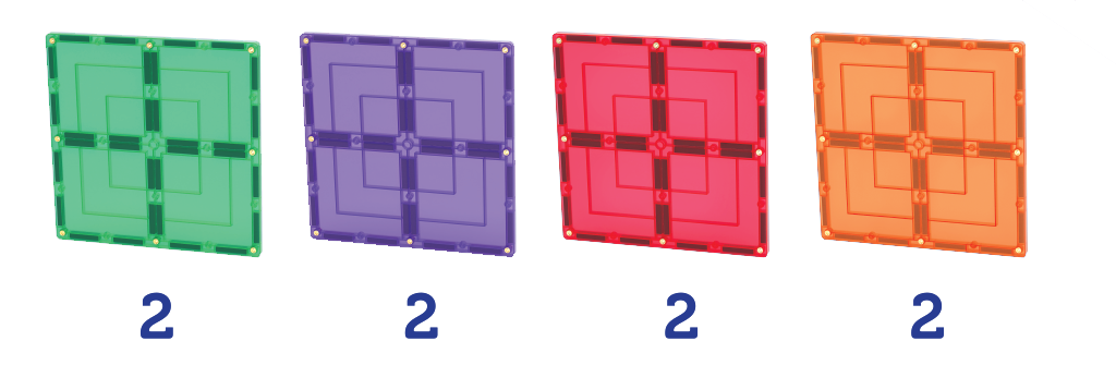Learn & Grow Toys - Magnetic Tiles - Μεγάλη τετράγωνη συσκευασία (8 τεμάχια)