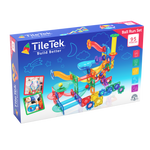 TileTek Ball Run Set packaging with colourful marble run structure on a white background