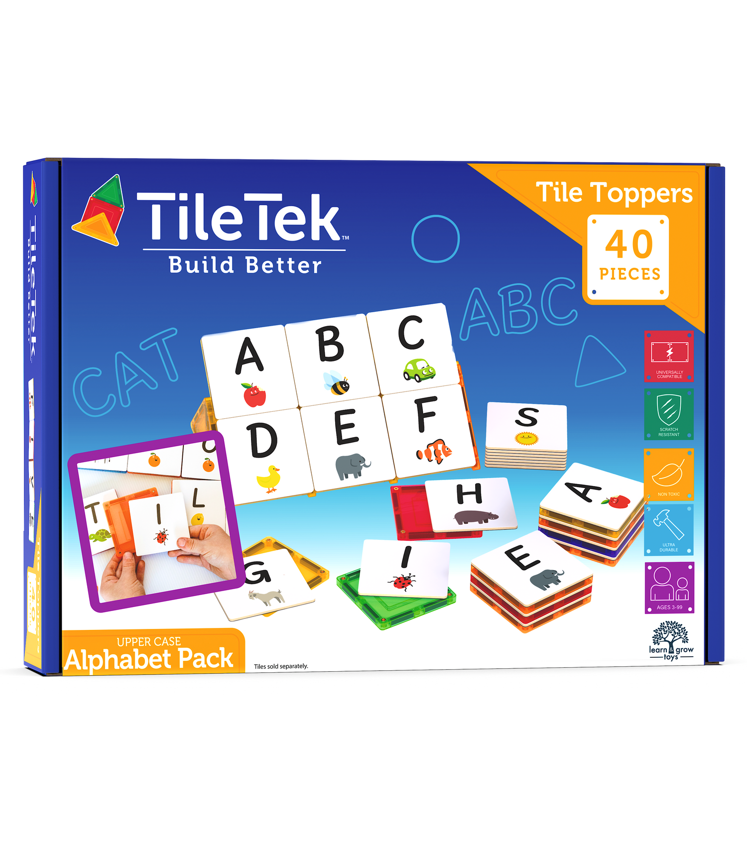 Learn & Grow Toys - Topper μαγνητικό πλακάκι - Πάνω θήκη Alphabet (40 τεμάχια)