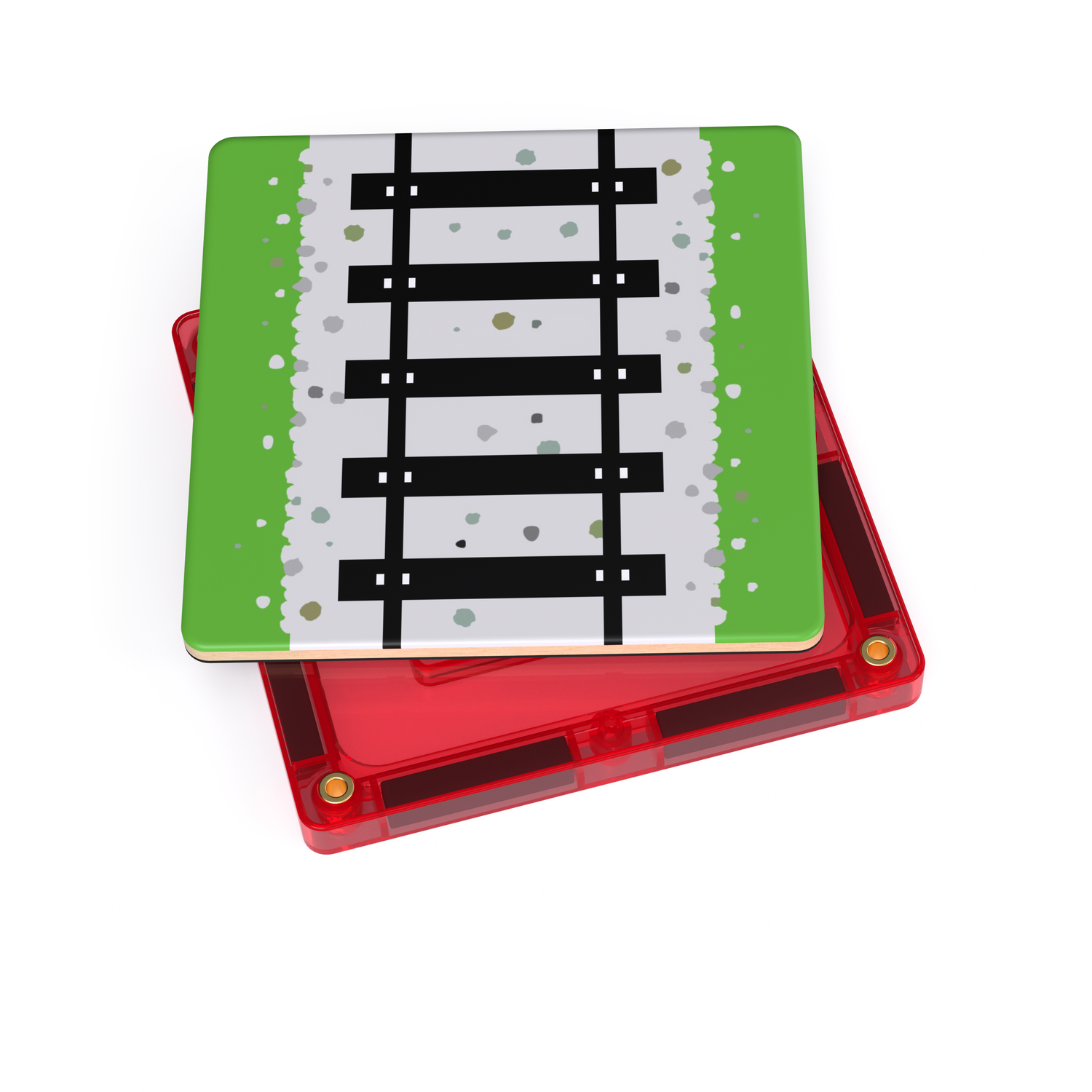 Learn & Grow Toys - Επάνω μέρος μαγνητικού πλακιδίου - Πακέτο σιδηροδρομικής γραμμής (36 τεμάχια)