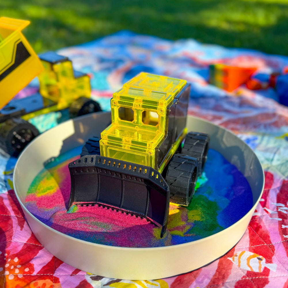 スポーツトイ・アクショントイ M-PCS_Mowl TileTek 22 Piece Mega Earth Mover | Magnetic Tiles | Construction Toy